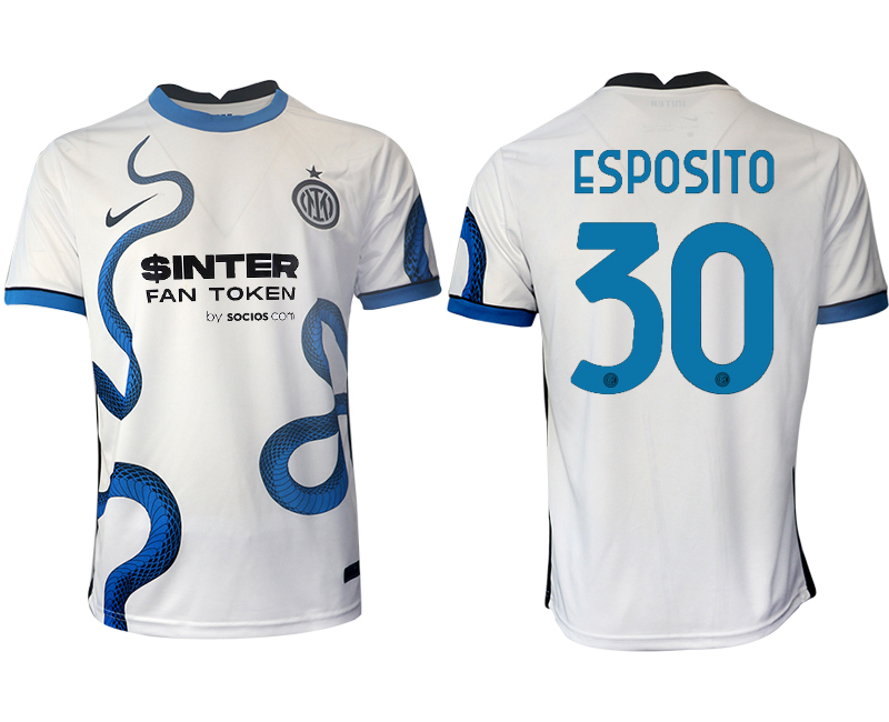 Men 2021-2022 Club Inter Milan away aaa version white #30 Soccer Jersey->inter milan jersey->Soccer Club Jersey